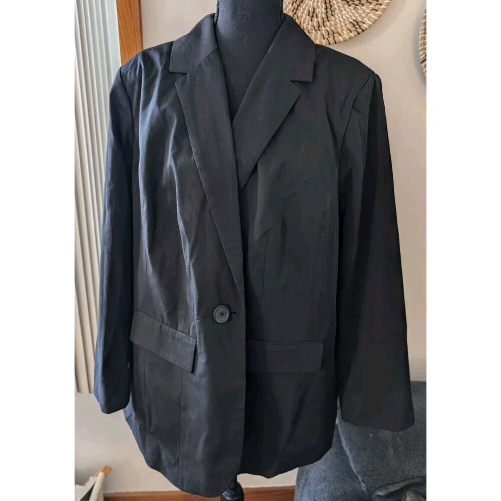 Women's Plus Size Denim 24/7 LS Black Blazer Jacket Size 16W EUC Business NWT